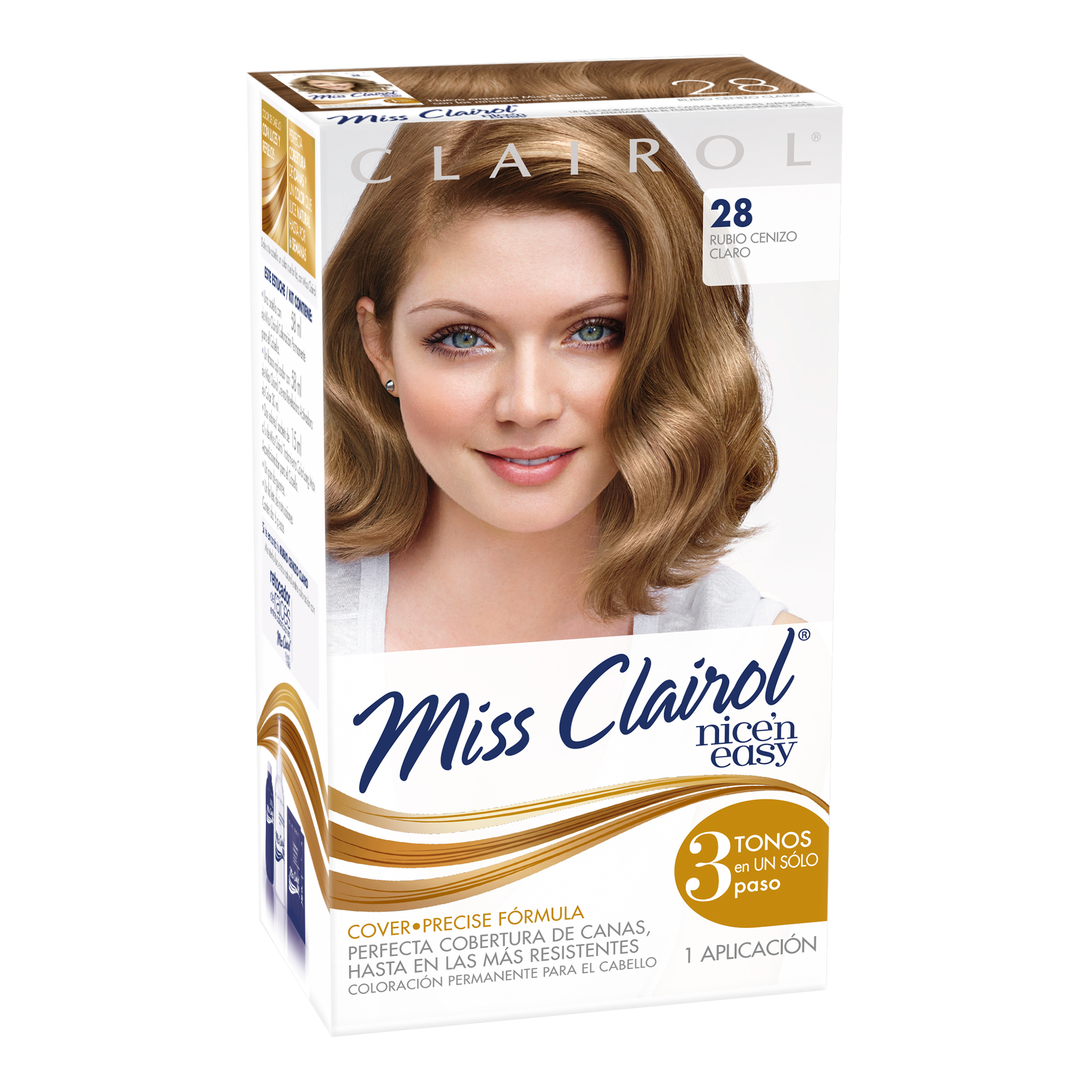 Tinte Permanente Miss Clairol 28 Rubio Cenizo Claro DelSol