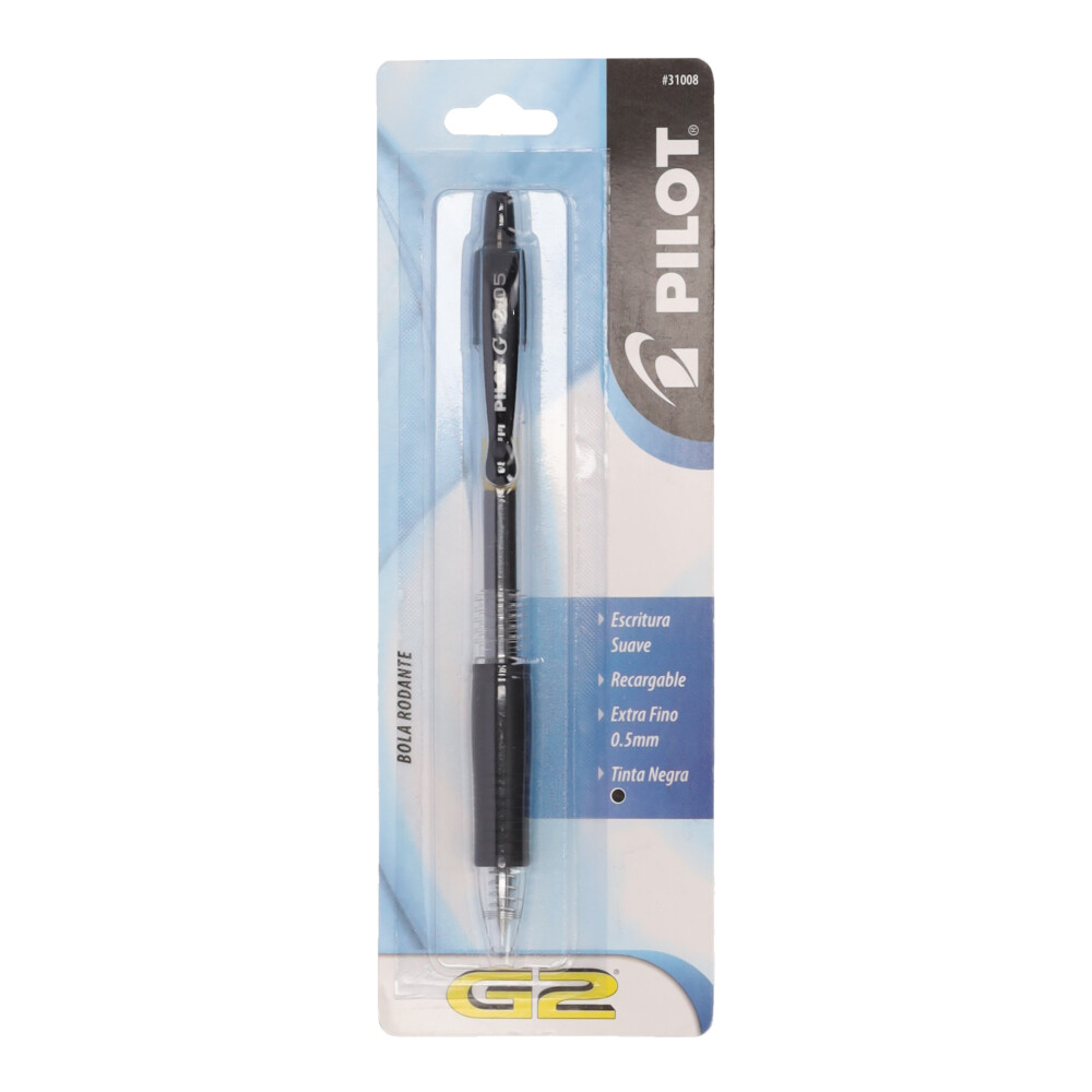 Bolígrafo Retráctil Pilot G2 Punto Extra Fino de Gel Negro DelSol