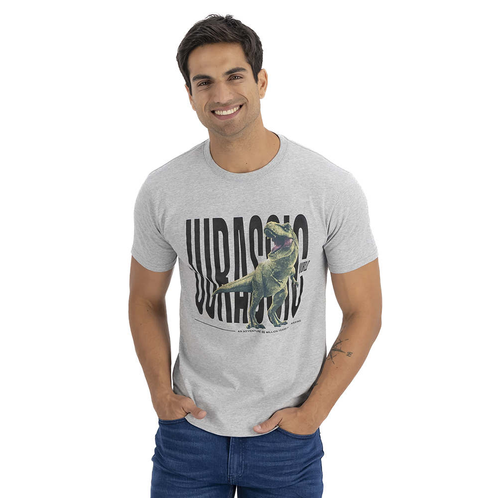 Playera Universal Hombre Estampado Dinosaurio Con Leyenda DelSol