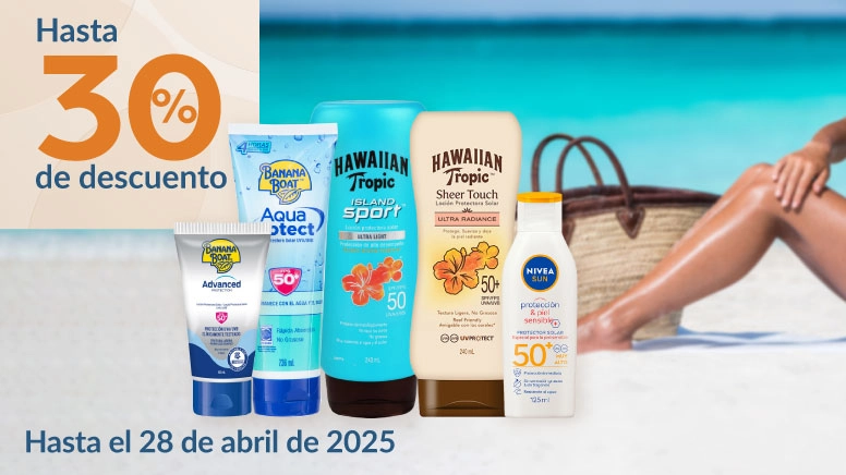 Hasta 30% de descuento en bloqueadores solares seleccionados