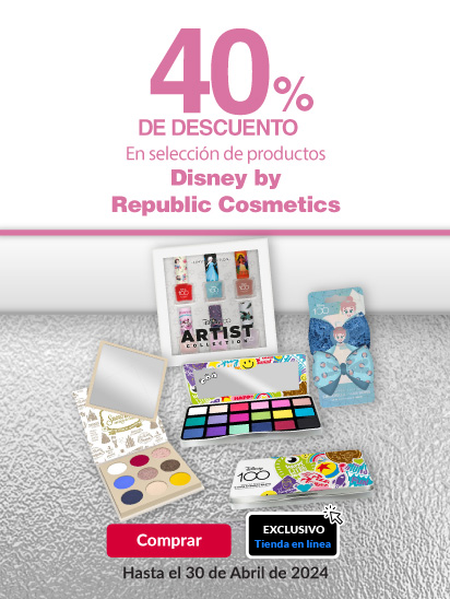 40% de descuento en selección de productos disney by republic cosmetics
