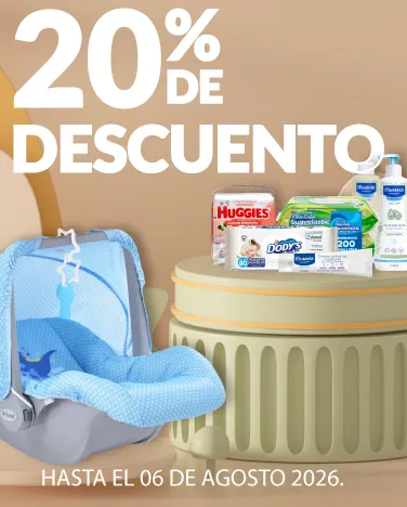 20% de descuento En toda la linea Prinsel, Mustela y toallitas humedas de bebe.