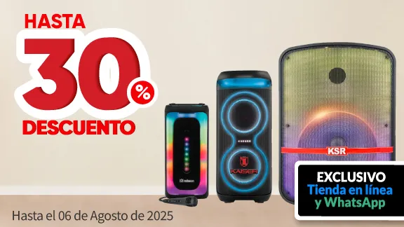Hasta 30% de descuento en todos los bafles y bocinas KSR, Donker y Robson