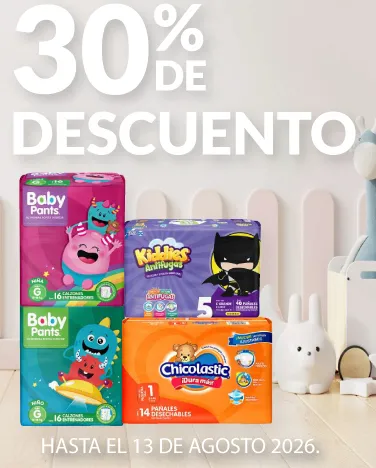 30% de descuento en toda la línea de palañes Chicolastic, Bbtips, Kiddies y Baby Pants