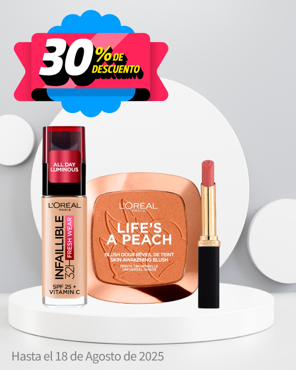 30% de descuento en cosméticos y tratamientos faciales L'Oréal