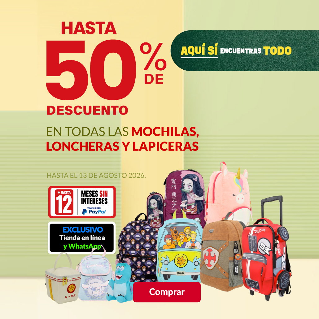 Hasta 50% de descuento en mochilas, loncheras y lapiceras.