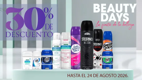 30% de descuento En todos los desodorantes Speed Stick, Stefano y Neutro Balance