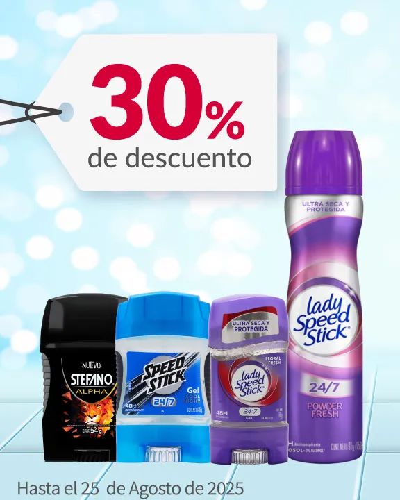 30% de descuento en todos los desodorantes Speed Stick, Lady Speed Stick, Stefano y Neutro Balance
