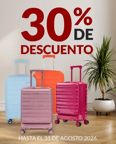 30% de descuento En todas las maletas de la marca Gepack y American Tourister