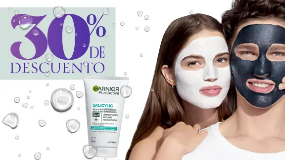 30% de descuento En todos los tratamientos faciales Garnier y L'Oreal