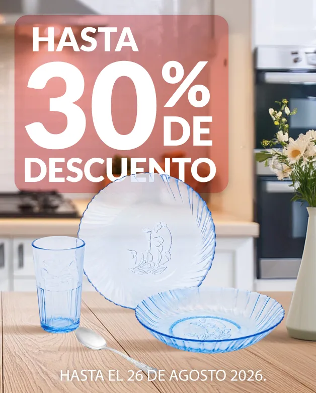 Hasta 30% de descuento En todas las vajillas
