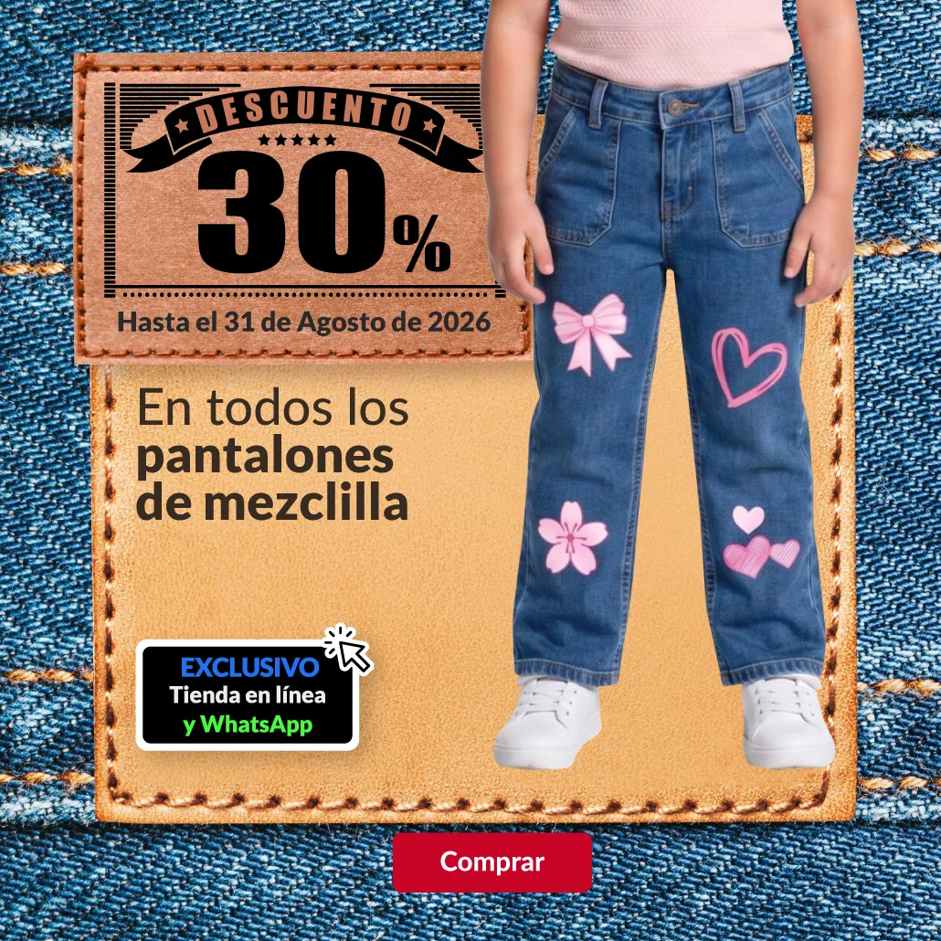 30% de descuento en todos los pantalones de mezclilla.