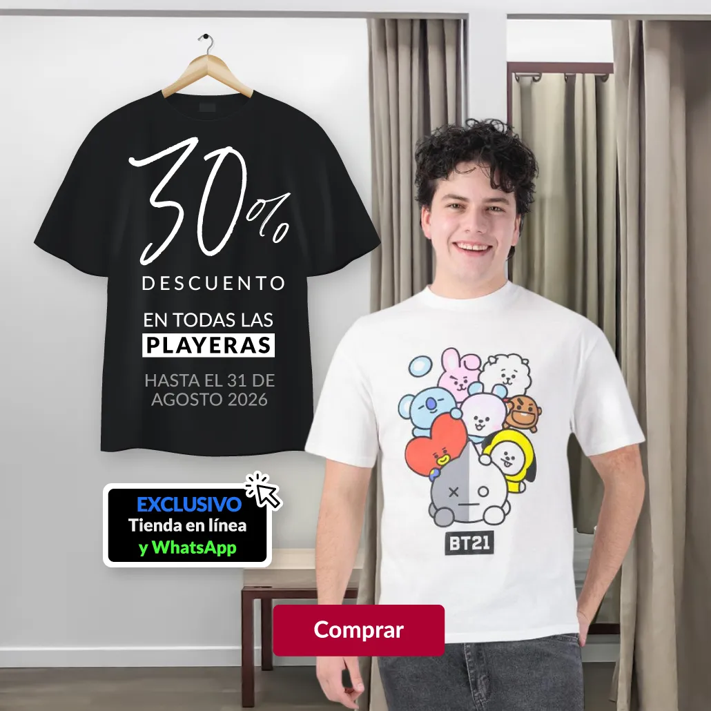 30% de descuento en todas las playeras. 