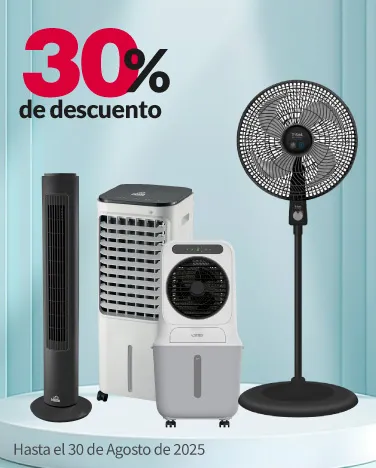 30% de descuento en todos los Ventiladores y Enfriadores