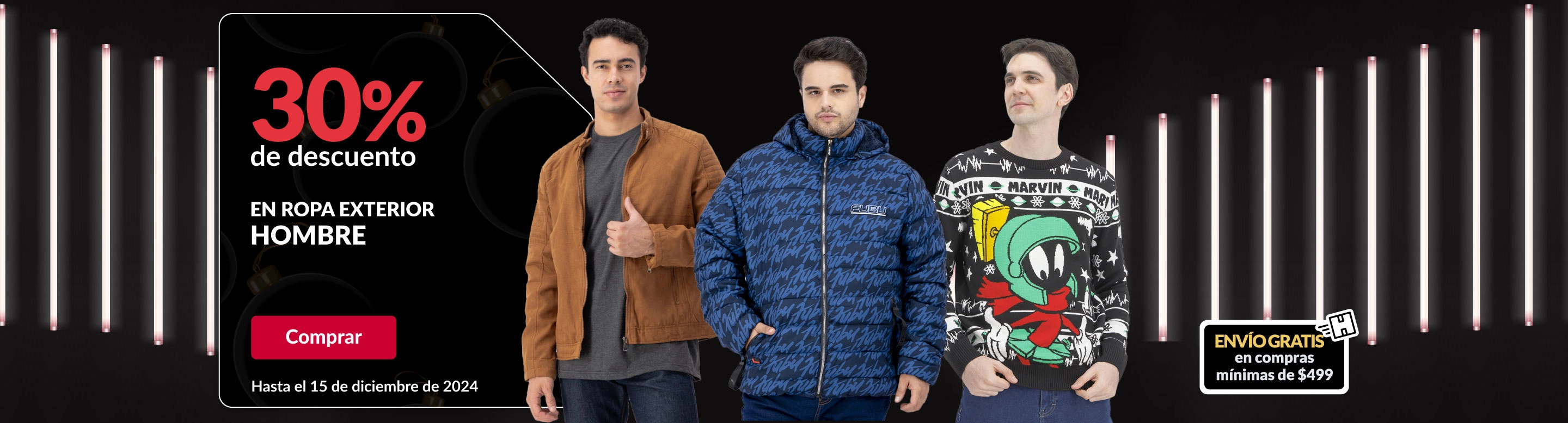 30% de descuento en ropa exterior hombre