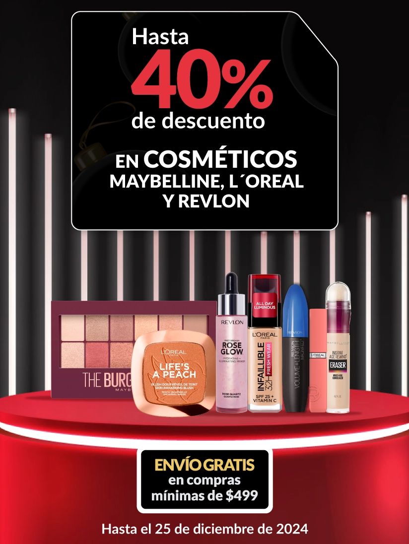 Hasta 40% de descuento en cosméticos maybelline, L'Oréal y revlon