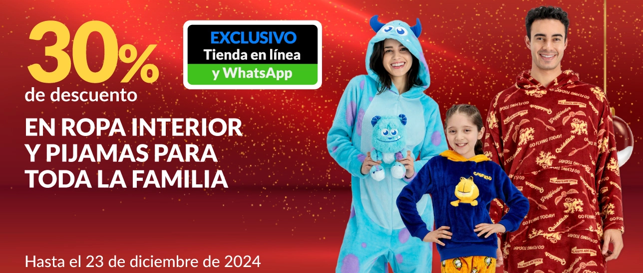 30% de descuento en topa interior y pijamas para toda la familia