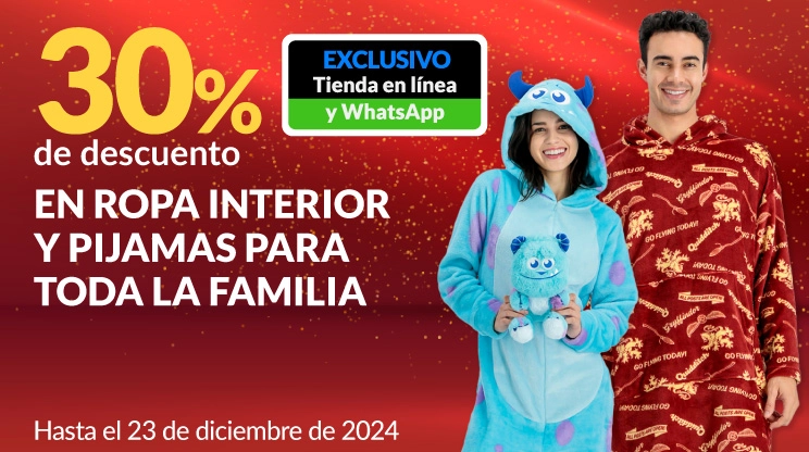 30% de descuento en topa interior y pijamas para toda la familia