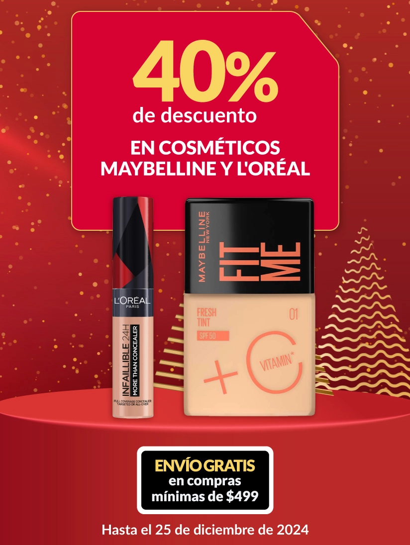 40% de descuento en cosméticos maybelline y loreal