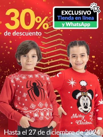 30% de descuento En toda la ropa exterior infantil