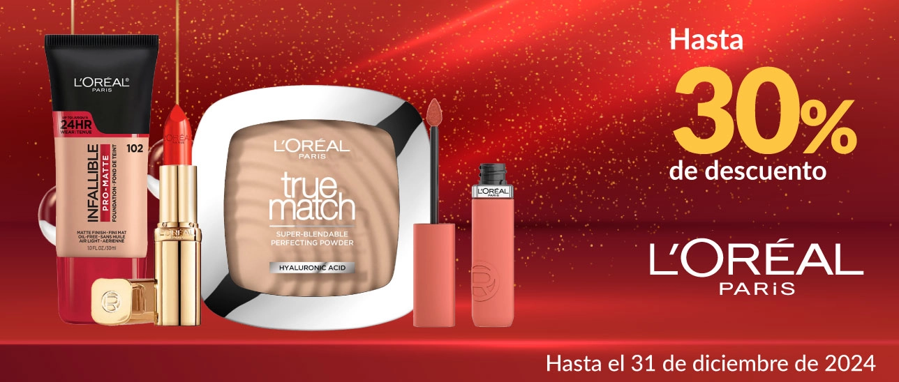 Hasta 30% de descuento en todos los cosméticos L'Oréal 