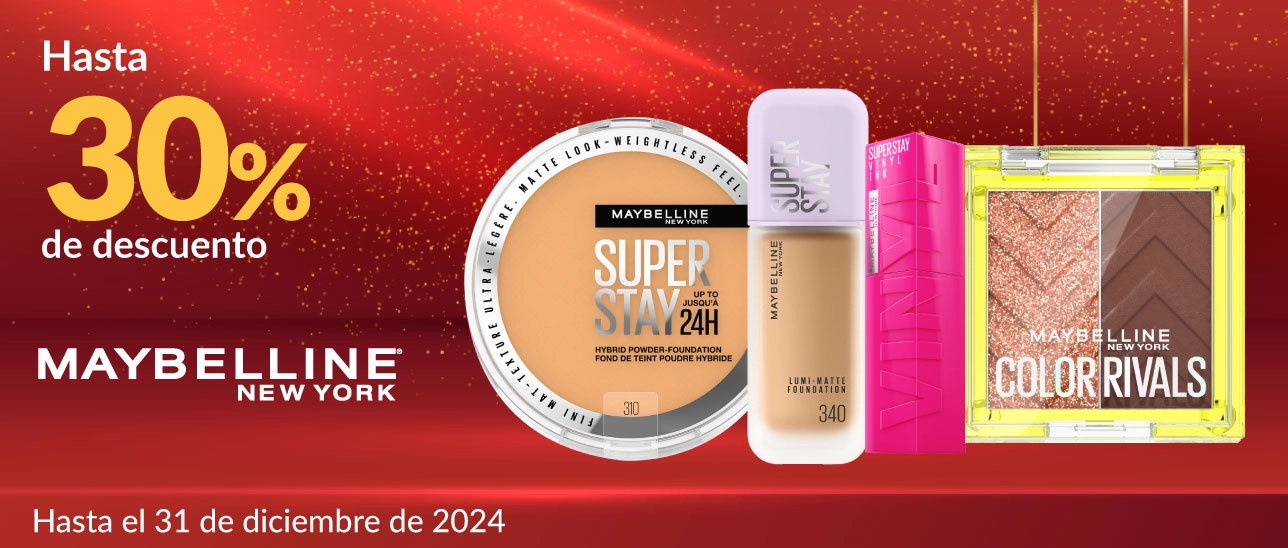 Hasta 30% de descuento en todos los cosméticos Maybelline