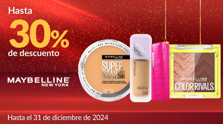 Hasta 30% de descuento en todos los cosméticos Maybelline