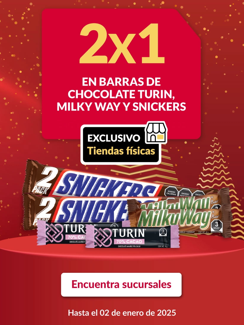 2X1 EN BARRAS DE CHOCOLATES TURIN, SNICKERS Y MILKY WAY. 