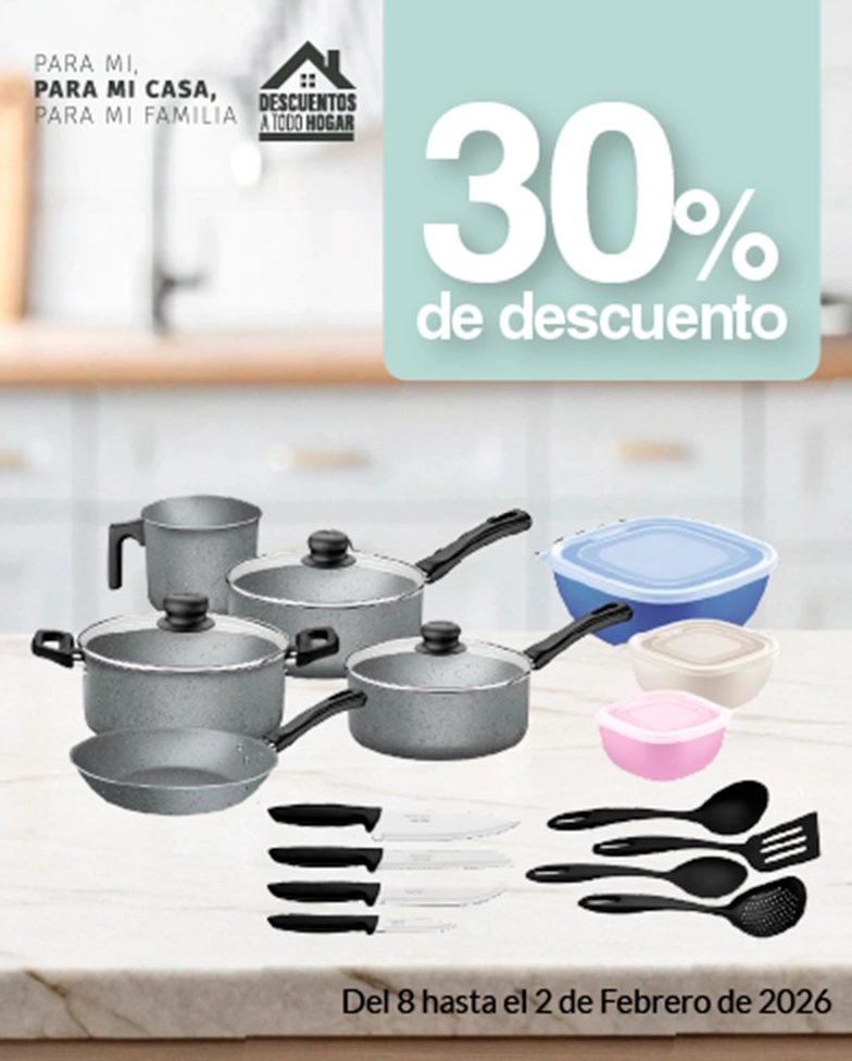 30% de descuento en Sartenes y Baterías de cocina