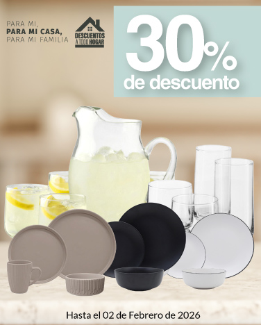 30% de descuento en todas las Vajillas y Cristalería