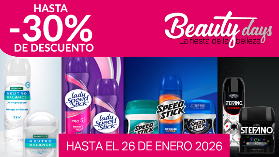 Hasta 30% en desodorantes Stefano, Speed Stick, Lady Speed Stick, Neutro Balance, Old Spice, Gillette y Secret