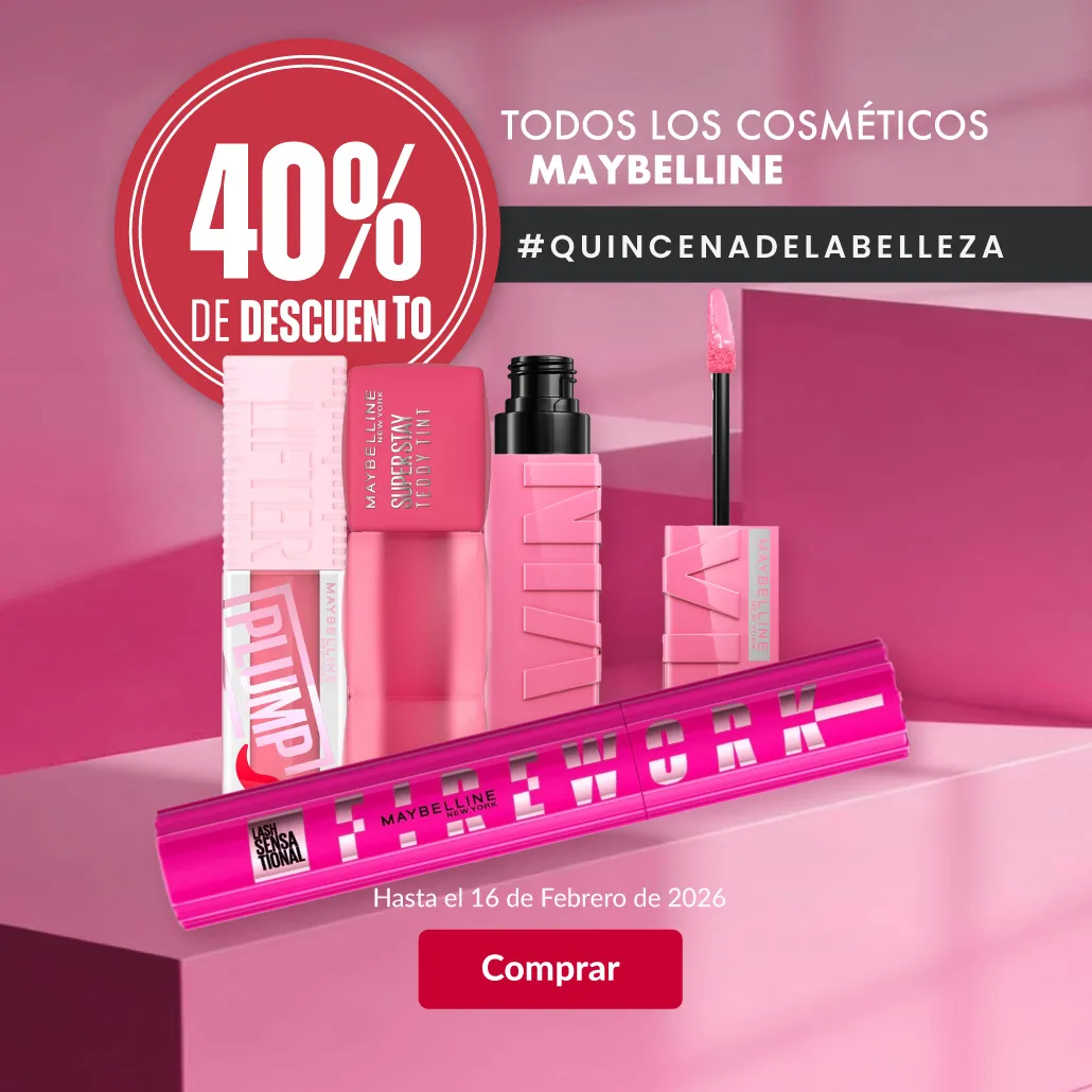 30% DE DESCUENTO EN TODOS LOS COSMÉTICOS MAYBELLINE.
