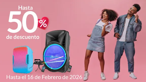 Hasta el 50% de descuento en todos los articulos de audio de las marcas ksr, donker, mitzu y green leaf 