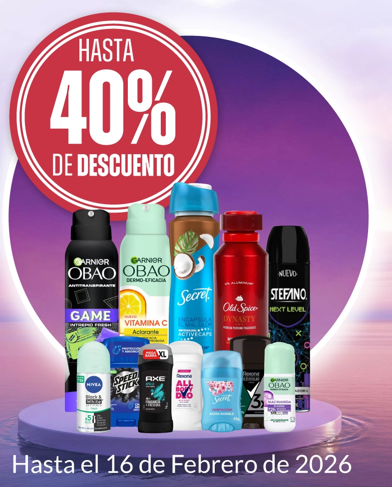 hasta 40% de descuento en desodorantes.