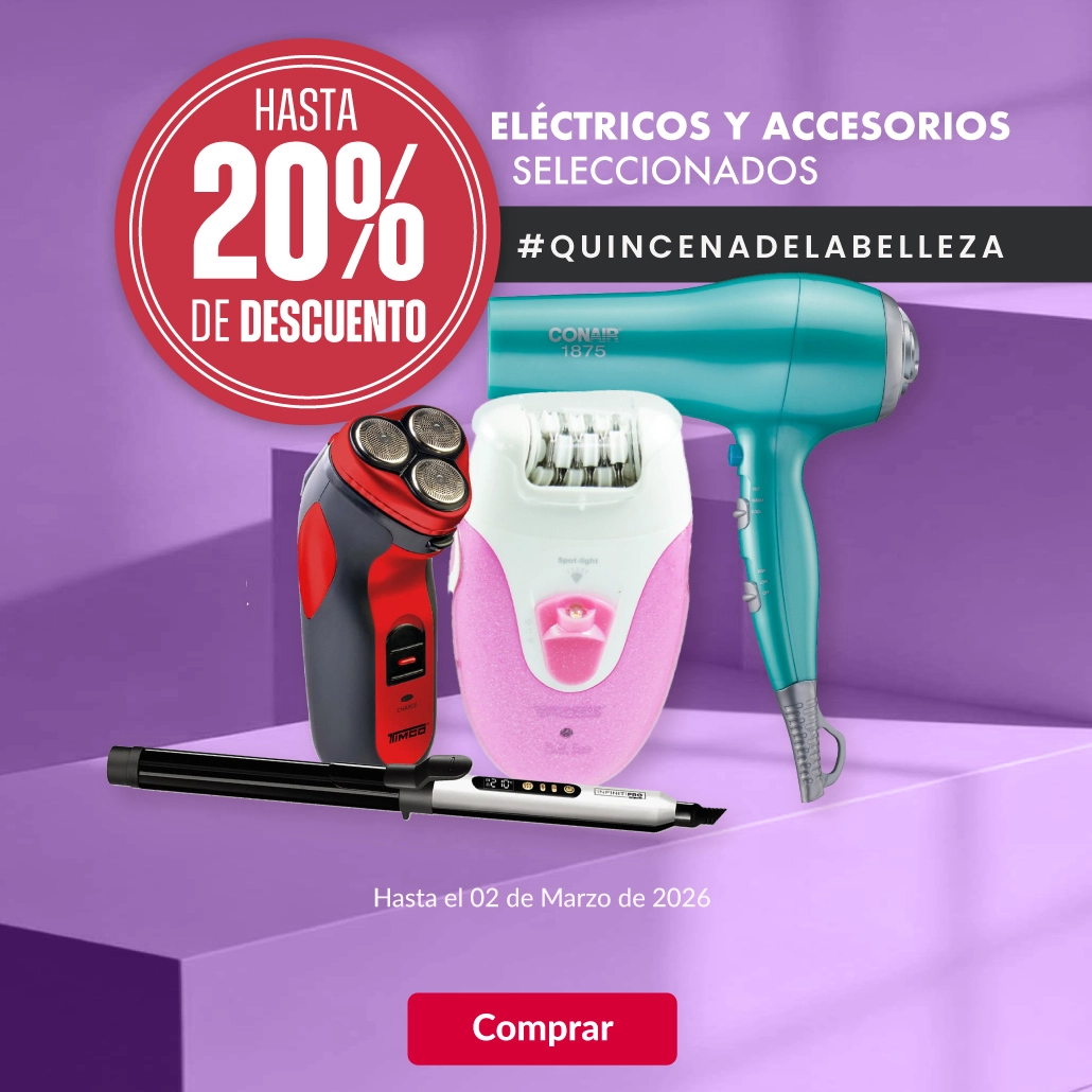 Hasta 20% de descuento en eléctricos y accesorios seleccionados de cuidado personal. 