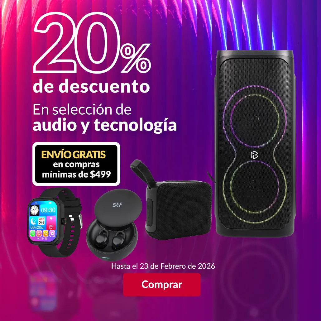 20% de descuento en audio y tecnología