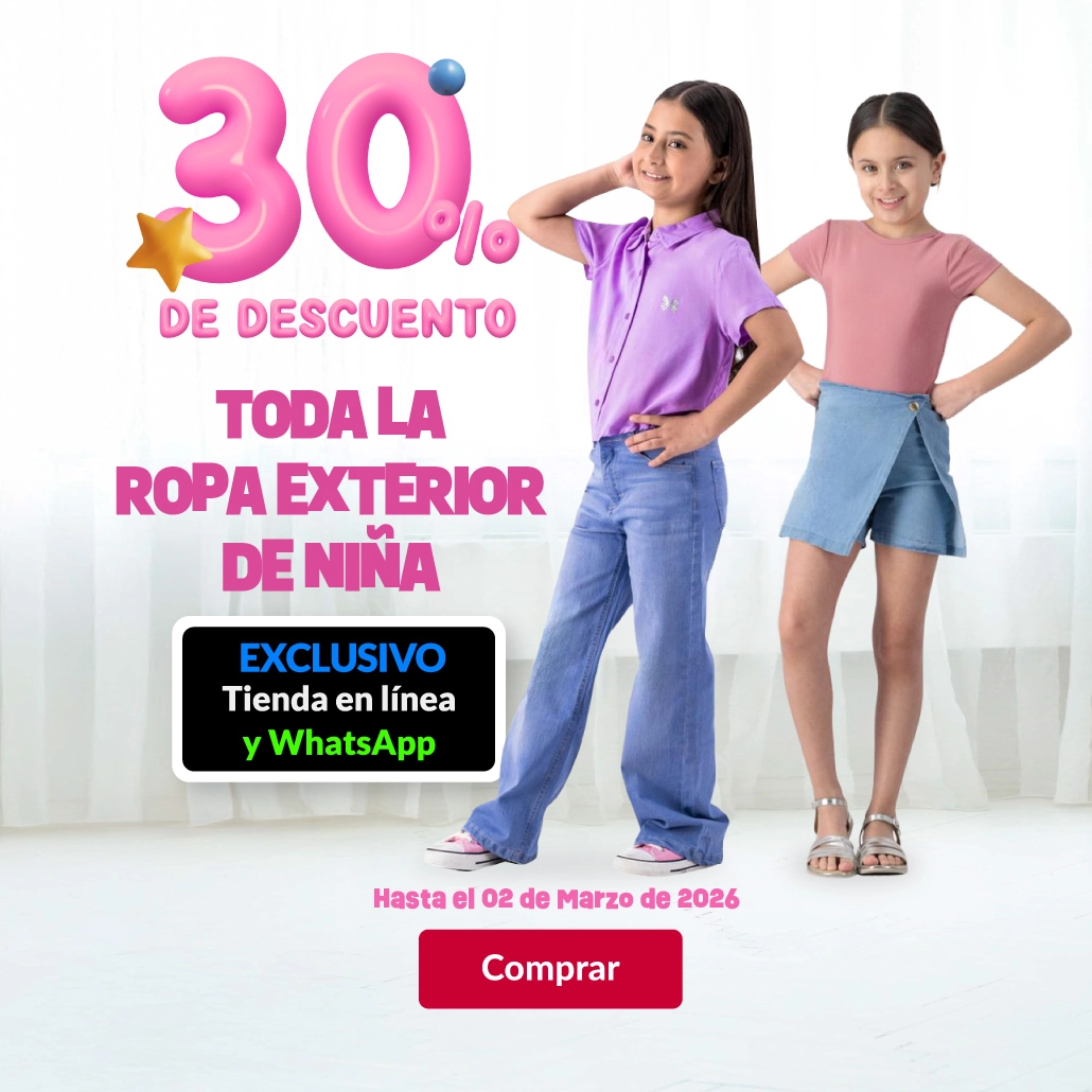 30% de descuento en toda la ropa exterior de niña