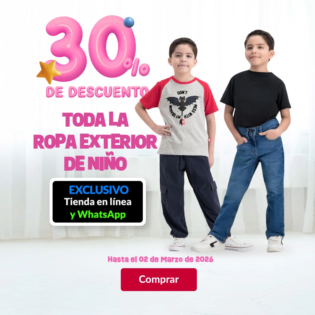 30% de descuento en toda la ropa exterior de niño