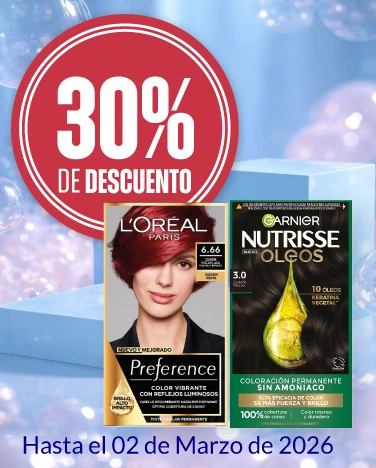 30% de descuento en todos los tintes Koleston, Soft Color, Nutrisse, Imedia y Preference.  