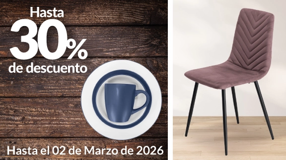 Hasta 30% de descuento en artículos para comedor.