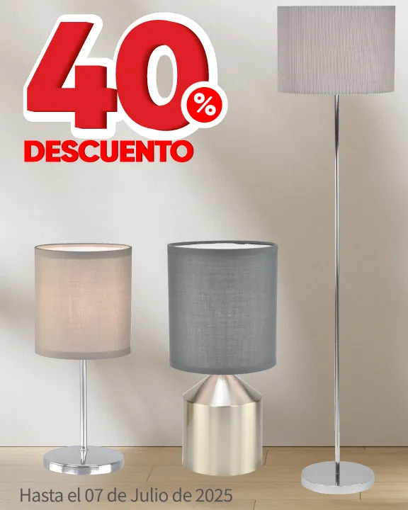 40% de descuento en todas las lámparas
