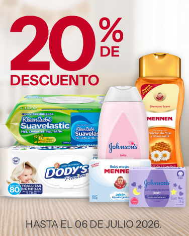 20% de descuento en toallitas húmedas y líneas de cuidado para bebé