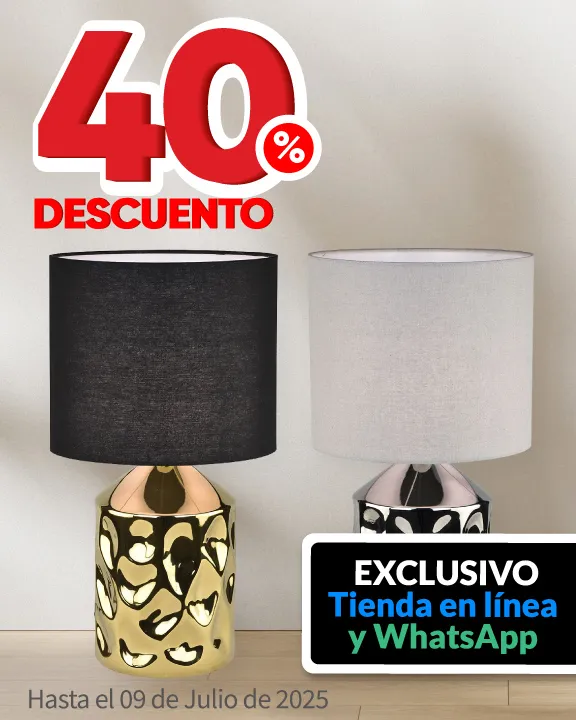 40% de descuento en todas las lámparas