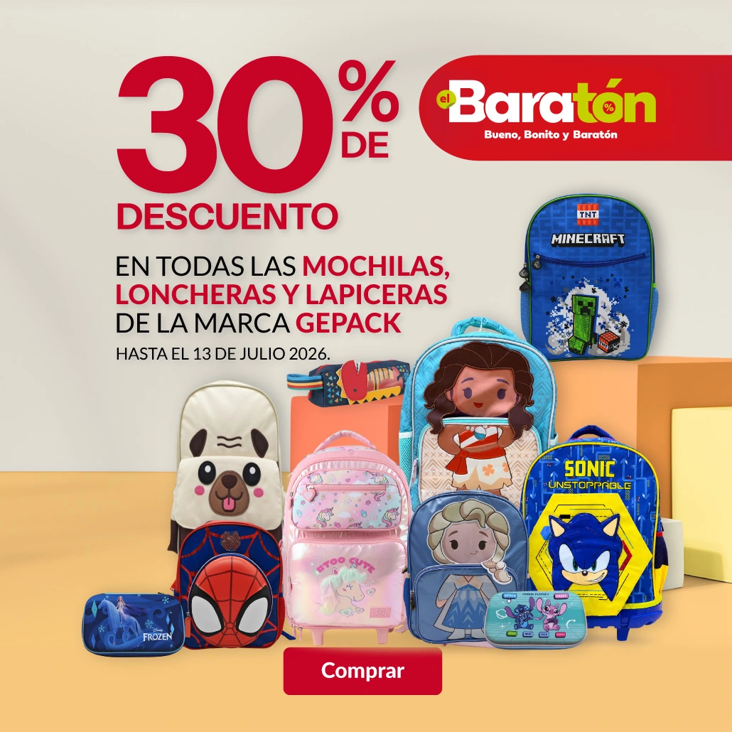 30% de descueto en todas las mochilas, loncheras y lapiceras gepack.
