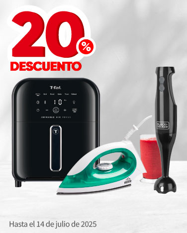 20% de descuento en todos los Electrodomésticos (excepto hornos de microondas)