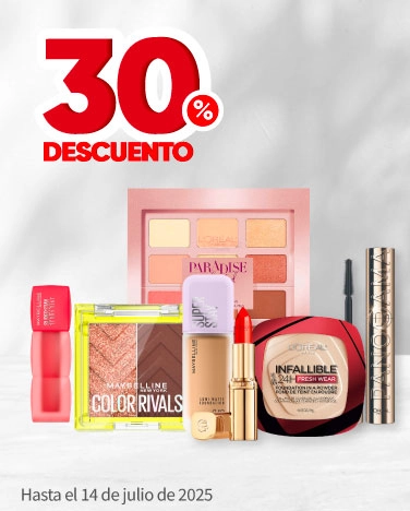 30% de descuento en todos los cosméticos Maybelline y L'Oréal