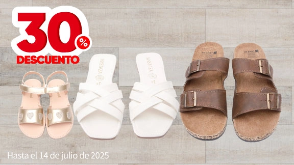 30% de descuento en todas las Sandalias