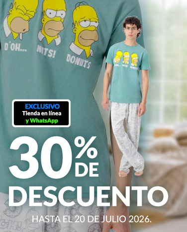 30% de descuento en todas las pijamas y ropa interior para hombre.