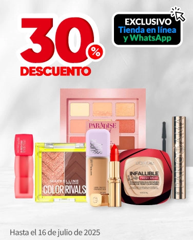 30% de descuento en todos los cosméticos Maybelline y L'Oréal