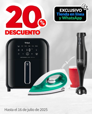 20% de descuento en todos los Electrodomésticos (excepto hornos de microondas)